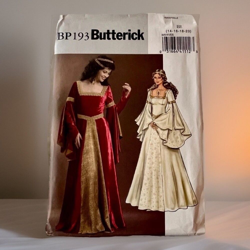 Butterick Medieval Dress Costume 14-20 Uncut Pattern BP193/4571 Vintage Bridal